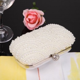 Owalne w kształcie perły zroszony torebka kobiety biały sprzęgłowa torba elegancki łańcuch torebki na ramię ślubne torebka ślubn
