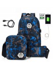 3 sztuk/zestaw USB męskie plecaki torby do liceum dla kobiet 2019 chłopców w jednym na ramię duża torba podróżna dla studentów m