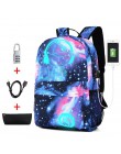 DIOMO fajne Luminous torby szkolne dla chłopców i dziewcząt plecak z USB do ładowania Anime plecak dla nastolatek Anti-theft