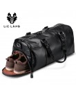 LIELANG Men's Black handbag Travel Bag Waterproof Leather Large Capacity Travel Duffle Multifunction Tote Casual Crossbody Bags