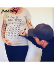 Puseky dziecko nadchodzi drukuj kobiety odzież ciążowa w ciąży krótki T shirt zabawny top dla fotografia strzelać Plus rozmiar