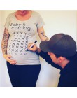 Puseky dziecko nadchodzi drukuj kobiety odzież ciążowa w ciąży krótki T shirt zabawny top dla fotografia strzelać Plus rozmiar