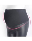 YWHUANSEN PU skóra dla kobiet w ciąży legginsy jesień ciepłe spodnie zimowe dla Femme Enceint Plus cienkie aksamitne regulowany 