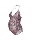 Stroje pływackie ciążowe kobiety odzież 2019 lato jeden kawałek ciąży strój kąpielowy stroje kąpielowe Leopard drukowane plaża k