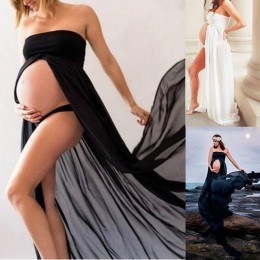 2019 lato Sexy sukienka ciążowa do sesji zdjęciowej kobiety bez ramiączek Maxi długa sukienka ciążowa ubrania, jednolity, czarny