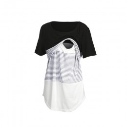 Kobiety odzież ciążowa odzież ciążowa karmienie piersią koszulka do karmienia bluzki w paski koszulka z krótkim rękawem
