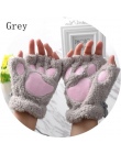1 para Kobiety Dziewczyny Piękne Zimowe Ciepłe Rękawiczki Bez Palców Puszyste Niedźwiedź Kot Pluszowy Paw Claw Half Finger Rękaw