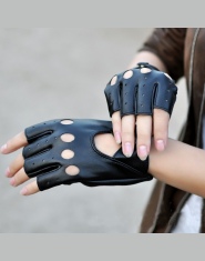 Rękawiczki damskie bez palców skórzane samochodowe motocyklowe na motor rower