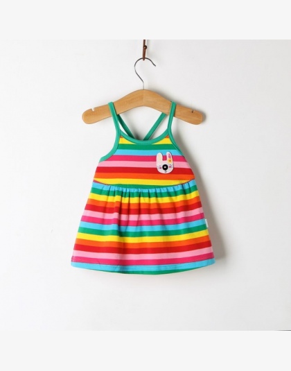 Baby Girl Dress Prawdziwe Plaża 2018 Nowy Kobiet dziecka Rainbow Paski Kamizelki Z 100% Bawełna Dziewczyny W Domu Z wygodne Lato