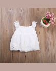 Newborn Maluch Dzieci Dziewczynek Bawełniana Sukienka dla Niemowląt Romper Kombinezon Body Stroje Casual Bez Rękawów Biały Letni