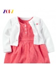ZOFZ New baby Girl Dress Regularne O-Neck 2 sztuk Suknie dla dziewczyny Bawełna Kwiatowe Sukienki z Długim Rękawem Kardigan Dzie