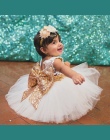 Dziecko Frock Wzory Koronki Chrzciny Suknia Złoty Łuk Dziewczynka 1 Rok Pierwszej Urodziny Strój Maluch Niemowlę Party Dress Dzi