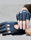 1 Pair Moda Half Finger Rękawice Jazdy Kobiet PU Skórzane Rękawiczki Bez Palców Dla Kobiet Czarny