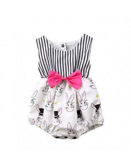 Newborn Maluch Dziewczynek Body Bez Rękawów Lato Królika Easter Bunny Dziewczyna Odzież Ubrania Sunsuit Bownot Stroje