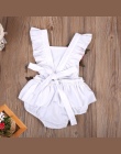 Haft Kwiat Biały Noworodków Infant Dziewczyna Odzież Floral Backless Romper Kombinezon Body suit Sunsuit odzież dla noworodków