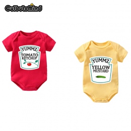 Culbutomind Yummz Tomato Ketchup Żółta Musztarda Czerwony i Żółty Body Baby Boy Twins Baby Ubrania Bliźniaki Dziecko Chłopcy Dzi