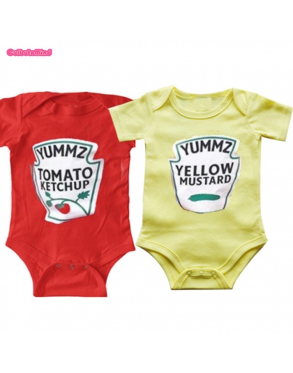 Culbutomind Yummz Tomato Ketchup Żółta Musztarda Czerwony i Żółty Body Baby Boy Twins Baby Ubrania Bliźniaki Dziecko Chłopcy Dzi