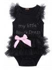 Gorący Newborn Baby Dziewczyny Body Moda Haftowane Koronki My Little Black Dress List niemowląt Body Dla Dziecka