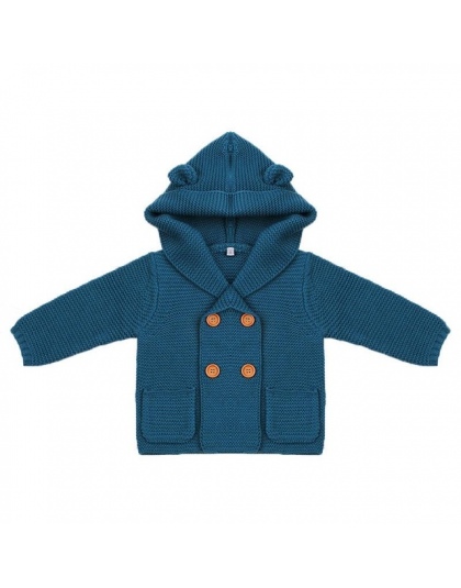 Baby Boy Knitting Cardigan 2018 Zima Ciepłe Noworodka Swetry Moda Długim Rękawem Z Kapturem Płaszcz Kurtka Odzież Dla Dzieci Str