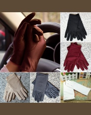 Eleganckie rękawiczki damskie elastyczne krótkie ochronne samochodowe motocyklowe cienkie kolor czarny biały