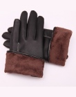 Damskie Rękawiczki Zimowe Ciepłe Czarny PU Skórzane Rękawice Rękawice z Ekranem Dotykowym Dla Kobiety