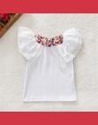 Krótki Rękaw T-shirt Dziewczyna Floral Collar T-shirty Dla Dzieci Dziewczynek Bluzki Bluzka Śliczne Tee Koszula 0-2Years
