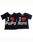 Koszulki Dla Dzieci Chłopcy Dziewczyny Ubrania Nowy Lato Z Krótkim Rękawem Dla Dzieci I Love Mama i Tata T-shirt Topy Miłość Cot