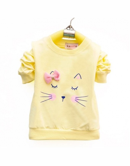 Lawadka Kot Kreskówka Dziecko Dziewczyny T-shirt Z Długim Rękawem Zespół Sportowe Koszulki dla Dziewczynek Bawełniane Ubrania Dl