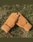 Stałe Rozciągliwy Knit Rękawice Rękawice Kobiet Dziewczyny Ciepłe Zimowe Pełne Palców Rękawice Guantes Kobiet Szydełku Ręcznie A