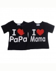 Boys Baby Dziewczyny T-shirty I Love Mama i Tata Wzór Bluzki Lato Krótki Rękaw Koszulkę