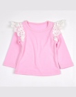 0-30 M Słodkie Baby Girl T Shirt Solidna Lace Fly Rękawem Tee topy Wiosna Z Długim Rękawem Schudnięcia Koszulkę Dzieci Ubrania 2