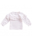 WEIXINBUY Baby Girl Przytulne Bawełniane T-shirty dla Dzieci Wzburzyć Kołnierz Pure White Niemowląt T Shirt Odzież Baby Girl