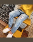 Chłopcy i Dziewczęta Ripped Jeans Wiosna Lato Jesień Styl 2018 Trendu Distrressed Dziura Spodnie Jeansowe Spodnie Dla Dzieci Dzi