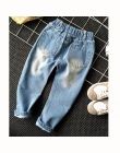 Chłopcy Dziewczyny Dziura Dżinsy Spodnie 1-6yrs Dzieci Spodnie Jesień Fashion Designer Brand Dzieci Denim Spodnie Na Co Dzień Dż
