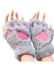 Mileegirl Panie Zimowe Rękawiczki Bez Palców, Puszyste Niedźwiedź Kot Pluszowy Paw Claw Half Finger Glove, Pół Pokrywa Kobiet Ko