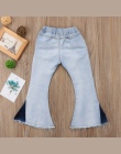 Atrakcje Dla Dziewczynek Miękkie Bell Bottom Jeansowe Spodnie Startowy Cut Jeans Hit Kolor Szerokie Nogawki Spodni