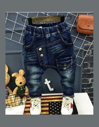Spodnie Jeans chłopcy List 2018 Moda Chłopców Dżinsy na Wiosnę Jesień dzieci Haren Spodnie Jeansowe Dzieci Dark Blue Zaprojektow