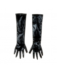 Rękawiczki damskie długie lateksowe czarne eleganckie modne skórzane fetysz kostium