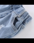 Dziewczyny mody Spodnie Jeansowe Dziura Wiosna Jesień Spodnie 2018 Dzieci odzież Jeans Niebieskie Spodnie Dorywczo Spodnie Dziec