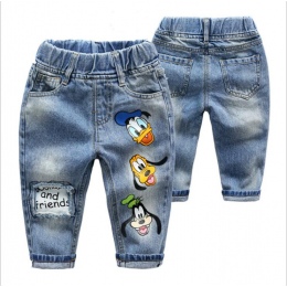 2018 Dzieci Dziewczyny Chłopcy spodnie Jeansowe Mickey długie spodnie jeansowe dla Chłopca Dziewczyna Denim Spodnie Kaczki Druku