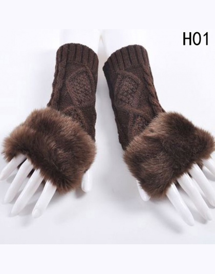18 Style Imitacja futra królika kobiet rękawiczki bez palców rękawiczki Dziania Wełny Nadgarstka rękawice miękkie Rękawiczki Zim