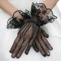 Damskie koronkowe rękawiczki wieczorowe eleganckie wizytowe kolor białe czarne