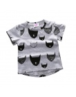 Moda Dla Dzieci T-shirt 100% Bawełna Kot Druku Krótkim Rękawem Chłopcy Dziewczyny Dziecko T-shirt
