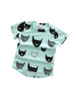 Moda Dla Dzieci T-shirt 100% Bawełna Kot Druku Krótkim Rękawem Chłopcy Dziewczyny Dziecko T-shirt