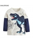 SAILEROAD Dinozaura Kreskówki Chłopcy Z Długim Rękawem T Shirt Dla 2-8Years Stare Bawełny Dzieci Dzieci Chłopcy Topy Koszulki T 
