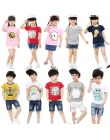 2018 Lato Dziewcząt i Chłopców Z Krótkim Rękawem T-shirty Cartoon Print T-shirt W Paski Tee Shirt Bawełniane Dziewczyny Topy Dla