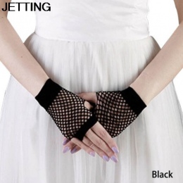 Modne kabaretkowe oryginalne rękawiczki damskie krótkie bez palców w kolorze klasycznej czerni gotycki styl cienkie