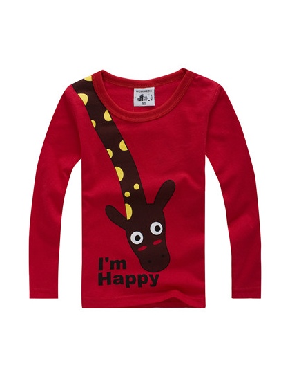 GORĄCA SPRZEDAŻ NOWE 2018 Długim Rękawem Żyrafa jestem Szczęśliwy Dla Dzieci Chłopcy Koszulka Z Długim Rękawem Top Odzież casual