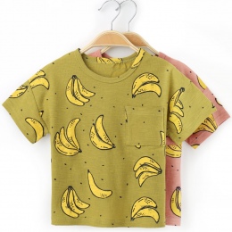 T-Shirt dla Chłopca Bawełniany w Banany Dla Dzieci Koszulka Dziecięca Chłopięca Modna na Lato