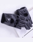 Kobiety Half Finger Gloves Biker Jazdy Rękawice Skórzane Dla Kobiet i Mężczyzn Czarny Lato Gothic Punk Style Rękawiczki Bez Palc